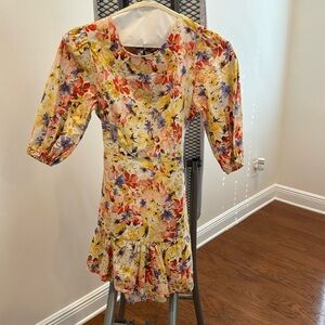 Red Dress boutique floral open back dress worn 1x